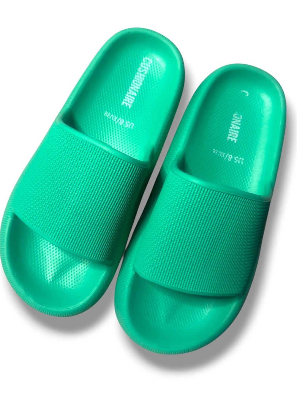 Women’s Cushionaire Slide Sandals in Teal Green Size 8